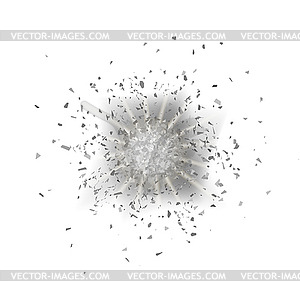 Explosion Cloud of Grey Pieces. Sharp Particles - royalty-free vector image