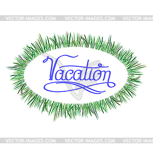 Blue Lettering Vacation Text with Green Fresh - vector clip art