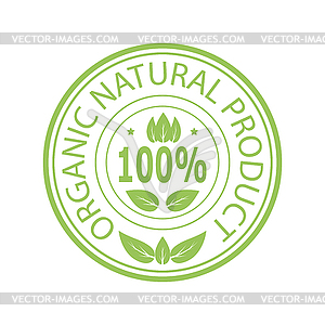 Green Stamp for Natural Organic Product - color vector clipart
