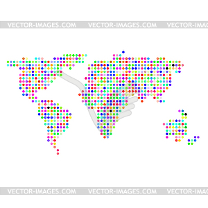 Colorful Dotted World Map - vector clipart