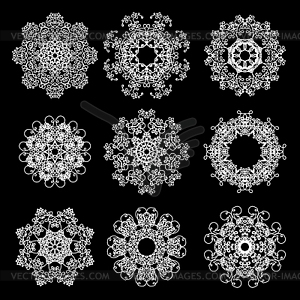 Set of Different Winter White Snowflakes - royalty-free vector image