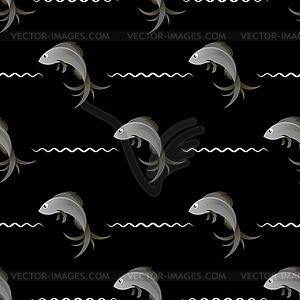 Fresh Sea Fish Seamless Pattern - vector image
