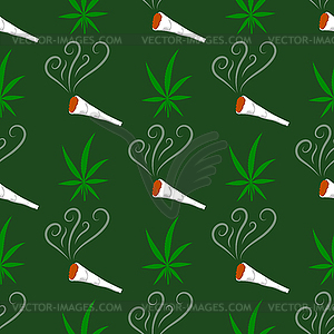 Green Cannabis Leaves Seamless Pattern. Drug - vector image