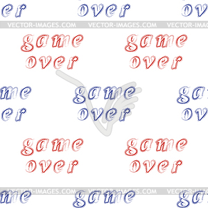 Red Blue Game Over Sign Seamless Pattern. Gaming - vector clipart