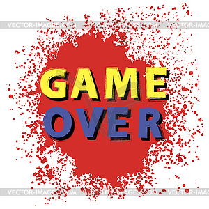 Retro Game Over Sign with Red Drops. Gaming Concept - vector image