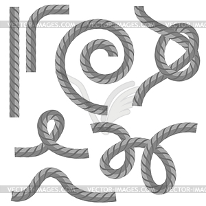 Different Rope Set with Knot - vector clipart