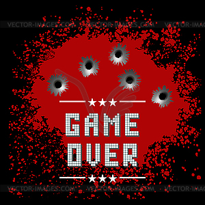 Retro Game Over Sign with Red Drops. Gaming Concept - vector clip art