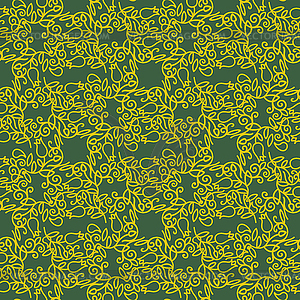 Yellow Floral Pattern on Green Background - vector clip art