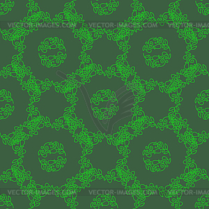 Green Floral Pattern on Green Background - vector clipart