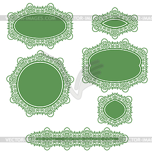 Green Floral Frame and Logo Set for Cosmetics - vector clip art