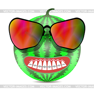 Cartoon Watermelon and Braces Theeth. Medical Brace - vector clipart
