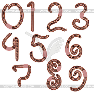 Animal Earth Red Worms for Fishing. Stylized - vector clipart