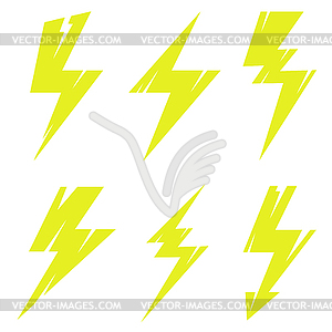Thunder and Bolt Lighting Polygonal Flash Logo Set - vector image