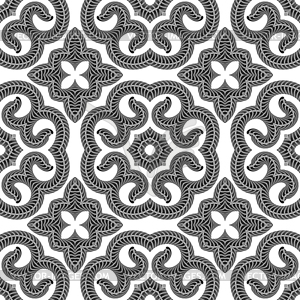 Ornamental Seamless Line Pattern. Endless Texture. - white & black vector clipart