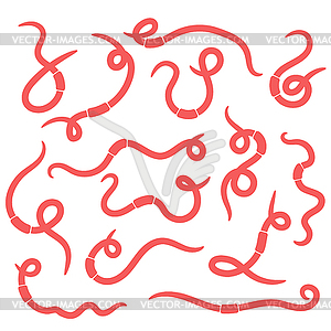 Animal Earth Red Worms for Fishing - vector clipart