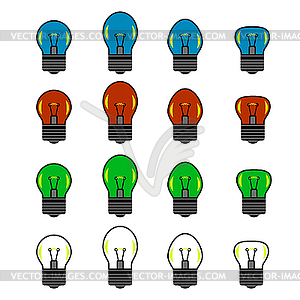 Set of Colored Bulb - vector image