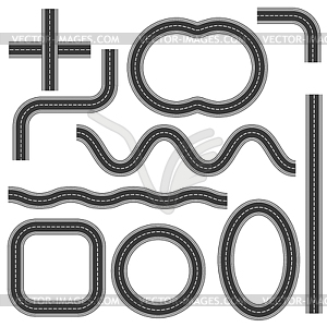 Road and Highway Elements for City Map Creation. - vector image