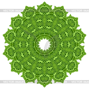 Green Ornamental Line Pattern. Round Texture. - stock vector clipart