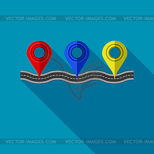 Road and Highway with Markers for City Map Creation - vector clipart