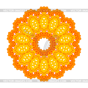 Yellow Ornamental Line Pattern. Round Texture - vector image