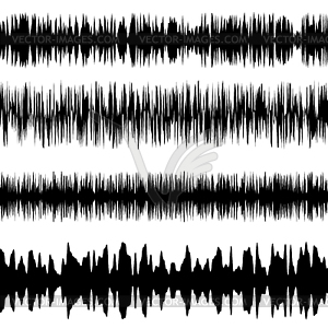 Black Sound Waves Set. Screen of Equalizer. - vector image