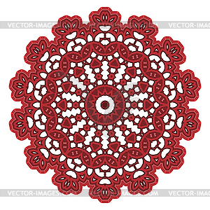 Red Ornamental Line Pattern. Round Texture. Orienta - vector image