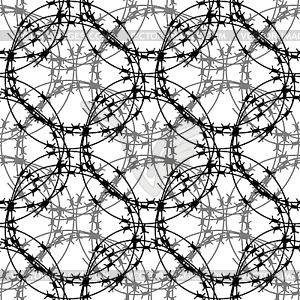 Barbed Wire Circle Seamless Pattern. Stylized Priso - vector image