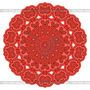 Red Ornamental Line Pattern. Round Texture. Orienta - vector clipart