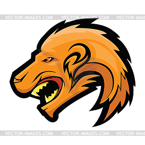 Lion Head . Wild African Mascot. Angry Beast Cartoo - vector image