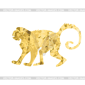 Monkey Polygonal Silhouette. Wild Tropical Mammal - vector clipart