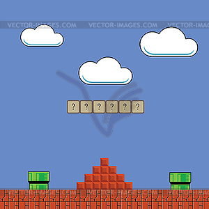 Old Game Background. Classic Retro Arcade Design - vector EPS clipart