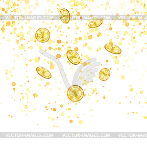 Realistic Gold Coins Falling of Top. Yellow Metal - vector clipart