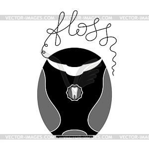 Dental Floss Icon. Tooth Care. Plastic Box with - vector clipart