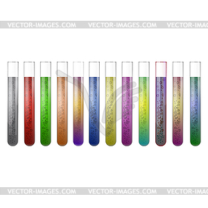 Chemical Test Tube Set with Colored Liquids - vector clipart