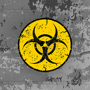 Beware Biohazard Sign on Grey Grunge Background. - stock vector clipart