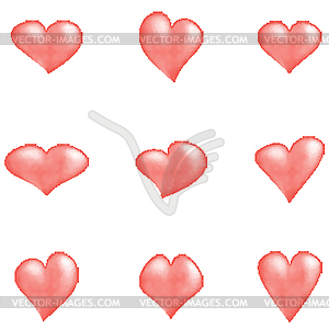 Set of Romantic Red Halftone Heart Icons . Symbols - vector clipart