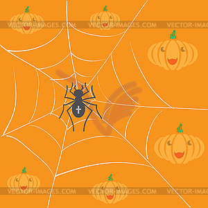 Halloween Decoration Pattern with Pumpkin and Spide - vector clip art