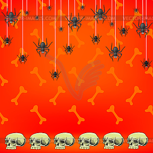 Halloween Decoration Pattern with Skull and Spider - vector clip art