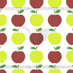 Симпатичные свежие красные и желтые яблоки бесшовные модели. - цветной векторный клипарт