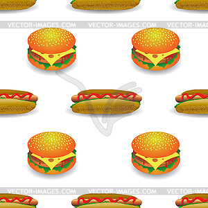 Street Fast Food Seamless Pattern. Fresh Hamburger - vector clipart