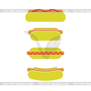 Street Fast Food Icons. Fresh Hot Dog. Unhealthy - vector clipart