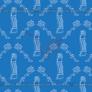 Doodle Medical Seamless Pattern with Toothbrush on - vector clipart