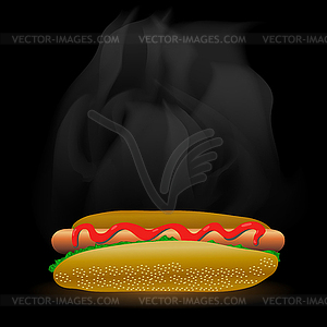 Street Fast Food. Fresh Hot Dog. Unhealthy High - vector image