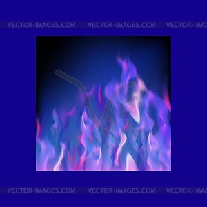 Gas Burning Fire with Flying Embers on Blurred Blac - stock vector clipart