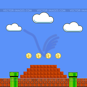Old Game Background. Classic Retro Arcade Design - vector clipart