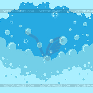 Circle Soap Bubbles Pattern on Blue Background - vector image