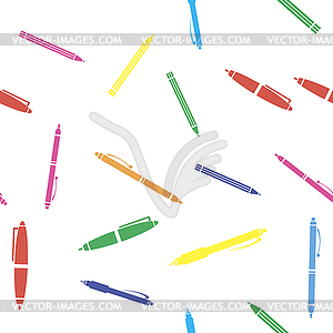 Colorful Pen Seamless Pattern. Randomly Scattered - vector clipart