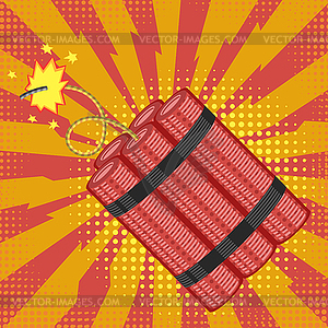 Bomb Icon on Red Halftone Background. Detonate - vector clipart