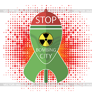 No War Sign. Green Atomic Bomb with Radiation - vector image