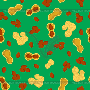 Tasty Peanut Seamless Pattern on Green Background. - vector clipart